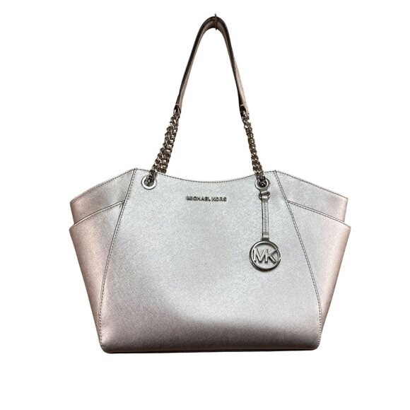 MICHAEL Michael Kors Silver Jet Set Large Saffiano Shoulder Bag - Picture 1 of 13